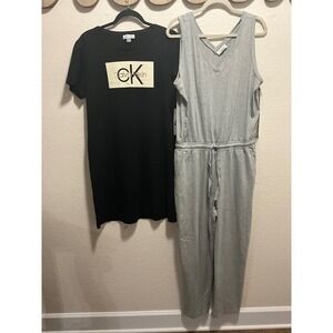 BUNDLE 2PCS Calvin Klein Dress black and Gray Jumpsuit NWT size L and XL